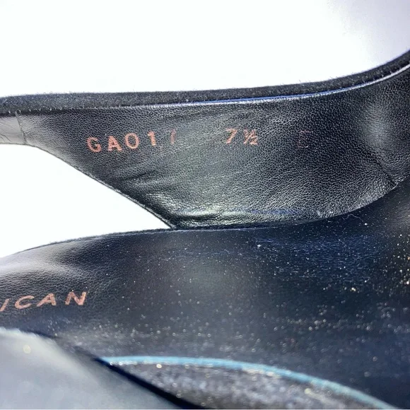 Good American Black Suede Leather Slingback Pointed Toe Pump Heels 7.5 - Picture 5 of 6